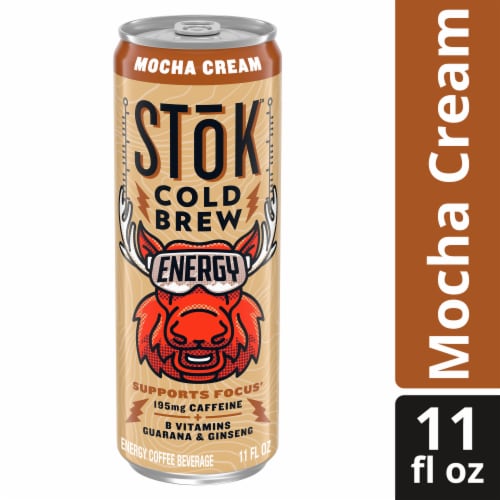Stok™ Mocha Cream Cold Brew Energy Drink Can Perspective: front