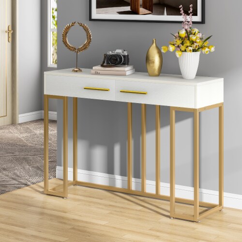 White console table with gold legs hotsell
