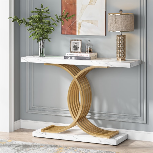 Tribesigns Modern Console Table, Faux Marble Entryway Hallway Table