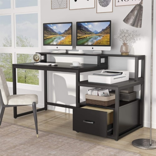 Tribesigns 60 Inch Computer Desk With Storage Shelves And File Drawer Large Home Office Des 1 unit Gerbes Super Markets