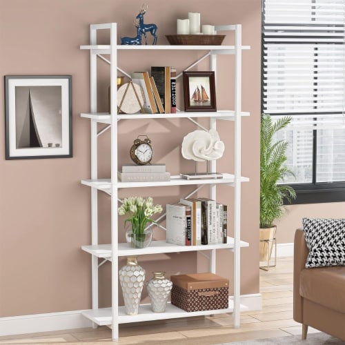 Tribesigns 5 Tier Black Bookshelf Metal Frame Modern Etagere Tall Bookcase White 1Pc 1pc Pay Less Super Markets