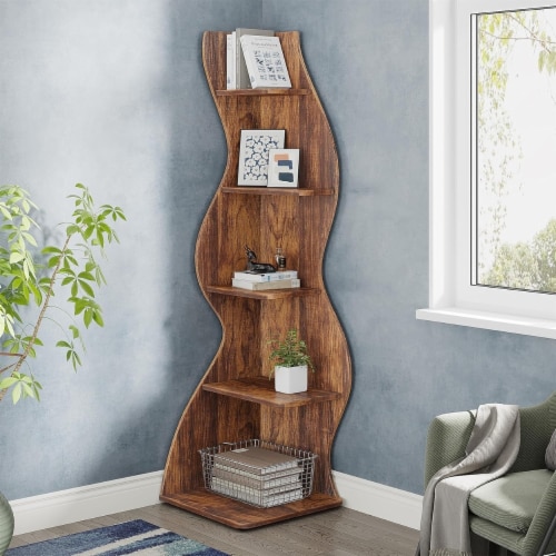 Tribesigns Rustic 5 Tier Corner Shelf Adjustable Plant Stand Wall Bookshelf 1 unit City Market