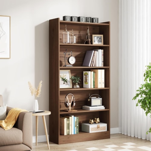 Tribesigns Six Tier Tall Bookcase Floor Standing Five Shelf Library Bookcase for Home Office Perspective: front