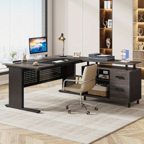 Tribesigns computer desk with file drawer and storage shelves sales