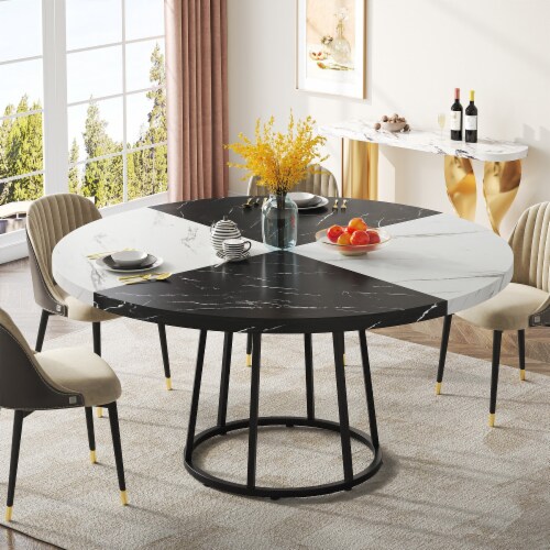 Tribesigns Round Dining Table for 4 People 47 Kitchen Table with Circle Metal Base No Size Fred Meyer