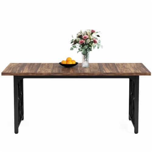 Faux Marble Kitchen Table Set For 6, Wood Rectangular