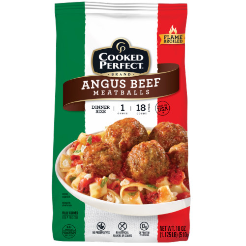 Cooked Perfect® All Beef Angus Frozen Meatballs Perspective: front