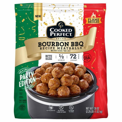 Cooked Perfect Bourbon BBQ Recipe Frozen Meatballs Perspective: front