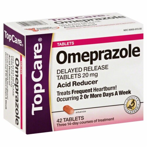 TopCare Omeprazole Acid Reducer Delayed Release Tablets 20mg Perspective: front