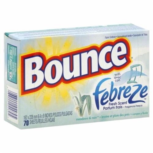 Bounce Meadow & Rain With Febreze Fresh Scent Dryer Sheets Perspective: front