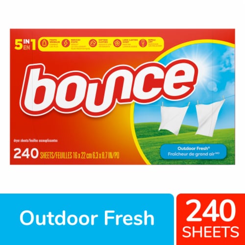 Bounce Outdoor Fresh Dryer Sheets Fabric Softener Perspective: front
