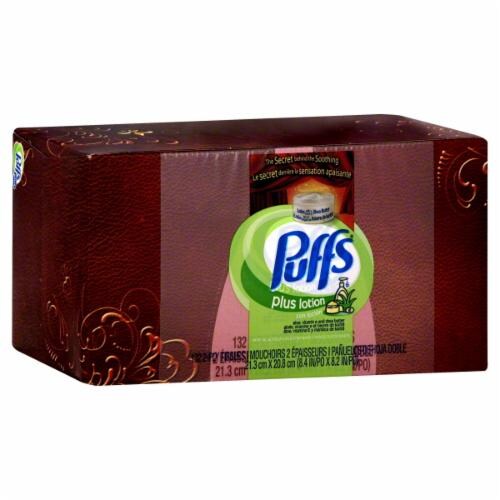Puffs Facial Tissues Plus Lotion Perspective: front