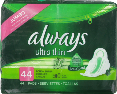 Always Ultra Thin Long Super Leak Guard Pad With Wings Perspective: front