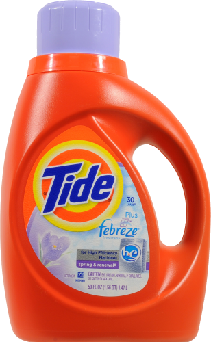 Tide Spring and Renewal Plus Febreze h.e Liquid Laundry Detergent Perspective: front
