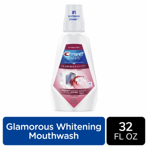 Crest Arctic Mint 3DWhite Glamorous White Alcohol Free Multi-Care Whitening Mouthwash Perspective: front