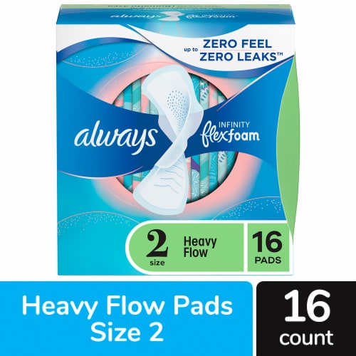 Always InFinity FlexFoam Pads With Wings Heavy Flow Absorbency Size 2 Unscented Perspective: front