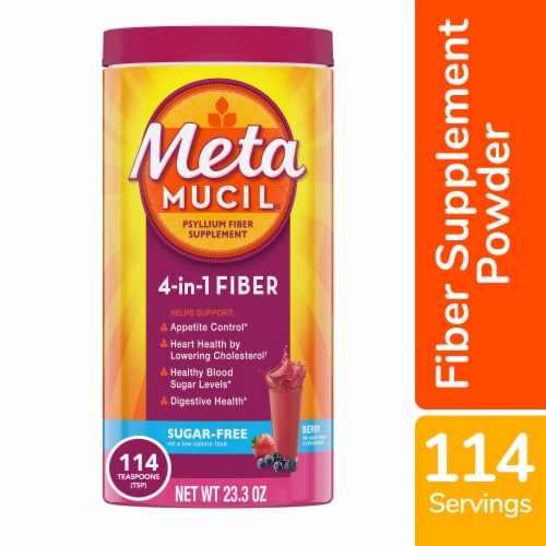 Metamucil Berry Flavored Sugar-Free Fiber Supplement Drink Powder Perspective: front