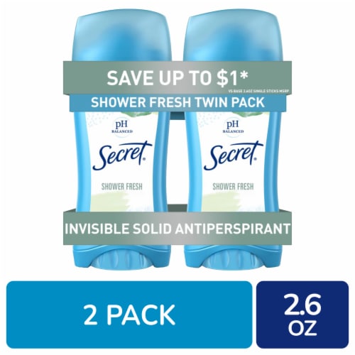 Secret Invisible Solid Antiperspirant and Deodorant, Shower Fresh, Twin Pack Perspective: front