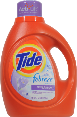 Tide Spring & Renewal Plus Febreze Liquid Laundry Detergent Perspective: front