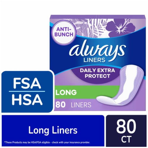 Always Anti-Bunch Daily Liners Xtra Protection Long Unscented, 80