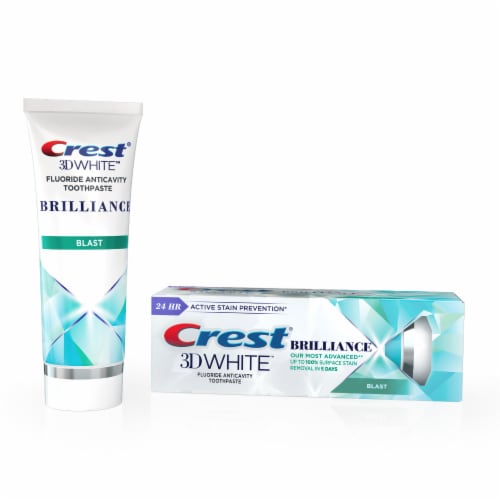 Crest 3D White Brilliance Blast Teeth Whitening Toothpaste Perspective: front