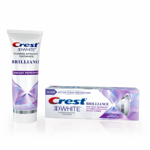 Crest Vibrant Peppermint 3D White Brilliance Teeth Whitening Toothpaste Perspective: front