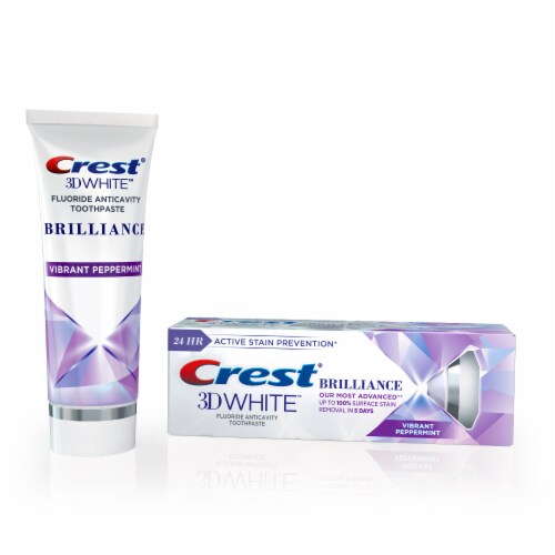 Crest Vibrant Peppermint 3D White Brilliance Teeth Whitening Toothpaste Perspective: front