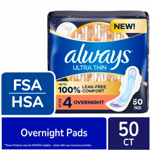 Always Ultra Thin Pads with Wings Overnight Absorbency Size 4