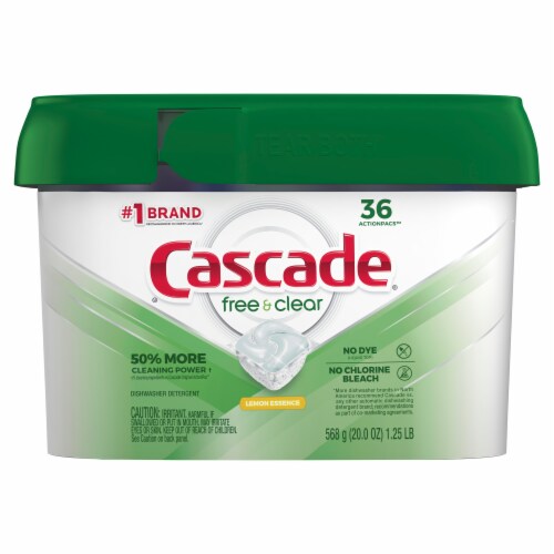 Cascade® Free & Clear Lemon Essence Dishwasher Detergent ActionPacs Perspective: front