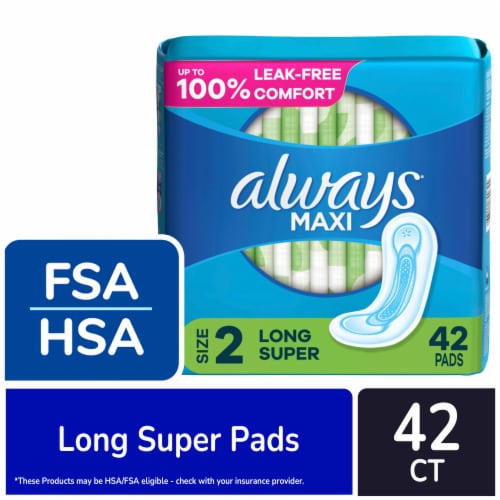 Always Maxi Pads Long Super Absorbency Size 2 Unscented Perspective: front