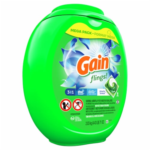 Gain Flings! Blissful Breeze 3-in-1 Laundry Detergent Pacs Perspective: front