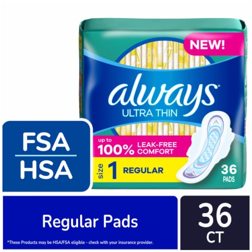 Always Radiant Teen Pads with FlexFoam Regular Absorbency Size 1