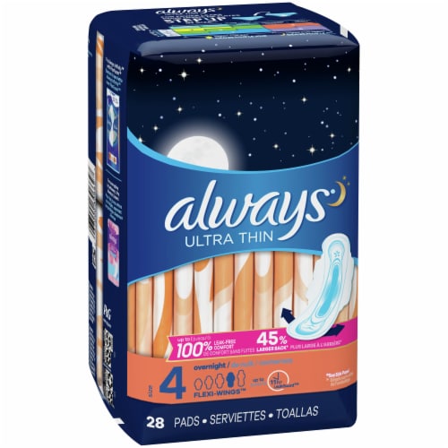 Always Ultra Thin Size 4 Overnight Pads with Flexi-Wings, 28 ct - Fry's  Food Stores