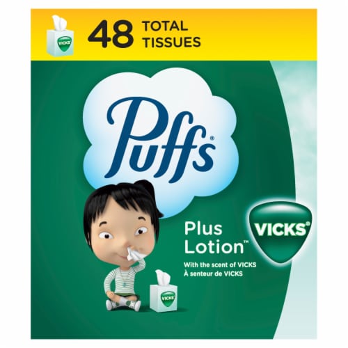 Puffs® Plus Lotion with Vicks Facial Tissue Perspective: front
