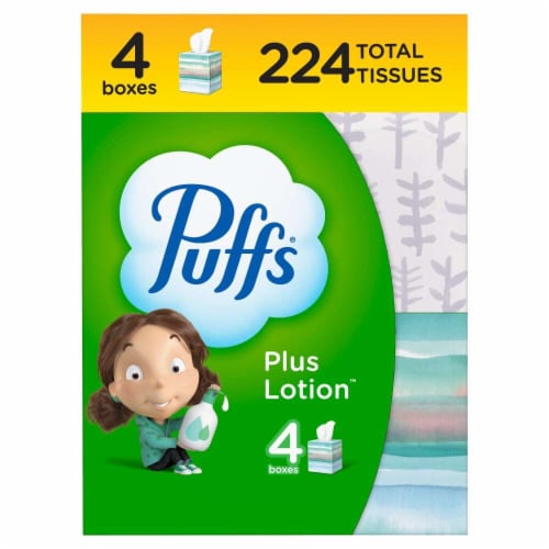 Puffs Plus Lotion Cube Facial Tissues Perspective: front