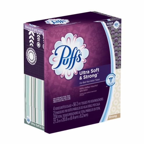 Puffs Ultra Soft, Non-Lotion Facial Tissue, 4 Count Perspective: front