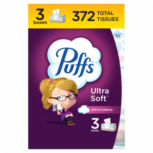 Puffs Plus Lotion Facial Tissues 2-Ply White - 124 ct box