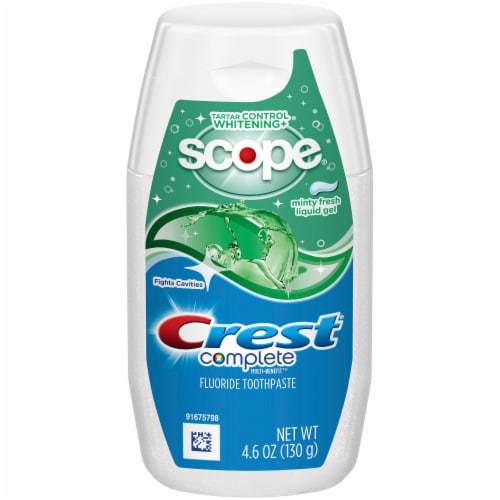 Crest Complete Multi-Benefit Whitening Toothpaste Minty Fresh Flavor Liquid Gel Toothpaste Perspective: front