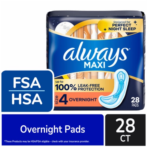 Always Maxi Size 4 Overnight Pads Without Wings Unscented (Pack of