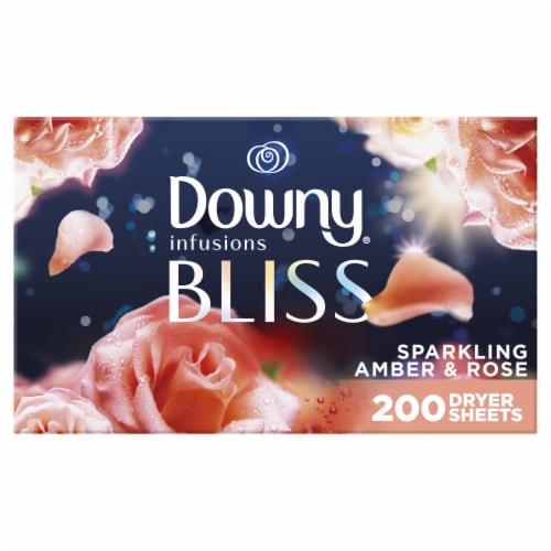 Downy Infusions Bliss Sparkling Amber Fabric Softener Dryer Sheets Perspective: front