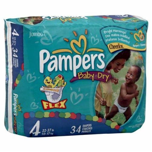 Pampers Baby Dry Flex Size 4 Diapers, 34 ct - Pay Less Super Markets