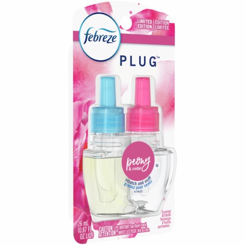 Febreze Plug Peony & Cedar Scented Oil Refill Perspective: front