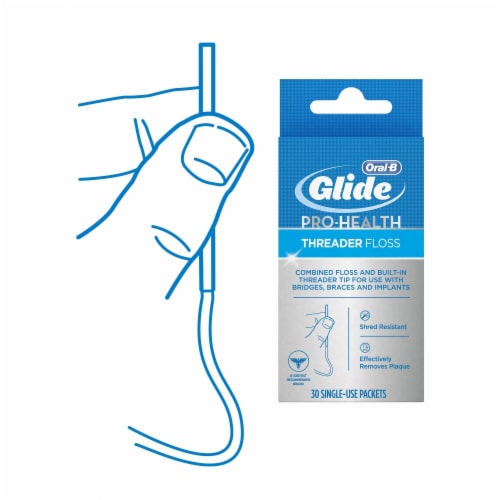 Oral-B Glide Pro-Health Threader Dental Floss Perspective: front