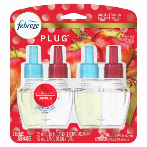 Febreze Plug Limited Edition Fresh Spiced Apple Scented Oil Refills Perspective: front