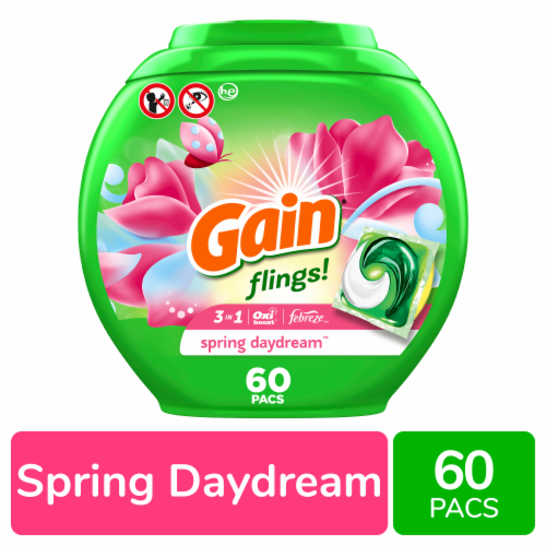 Gain Flings Spring Daydream Liquid Laundry Detergent Soap Pacs Perspective: front