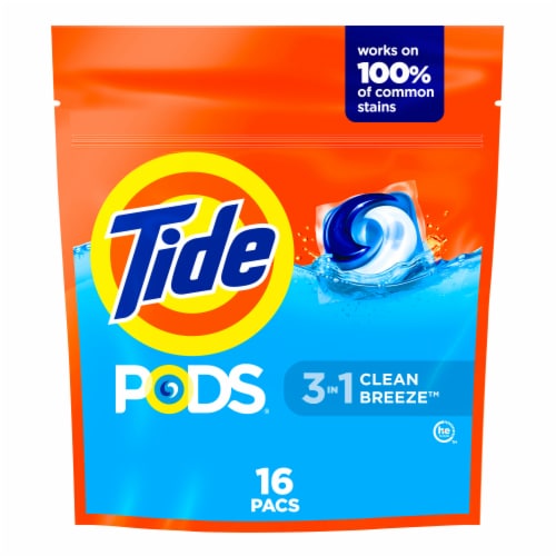 Tide® PODS™ Clean Breeze Liquid Laundry Detergent Pacs Perspective: front