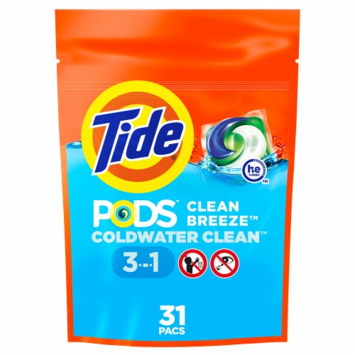 Tide PODS Clean Breeze Liquid Laundry Detergent Soap Pacs Perspective: front