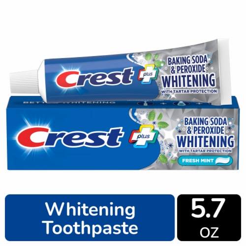 Crest Whitening Baking Soda & Peroxide Cavity & Tartar Protection Toothpaste Perspective: front