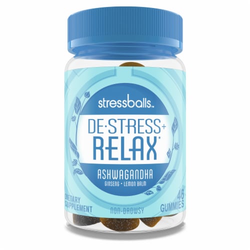 Stressballs De-Stress + Relax Lemon Balm Ginseng Gummies Perspective: front