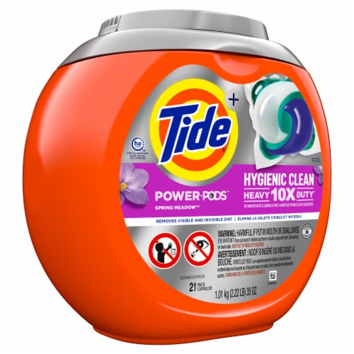 Tide Spring Meadow Hygienic Clean Heavy Duty Power Pods Laundry Detergent Pods Perspective: front